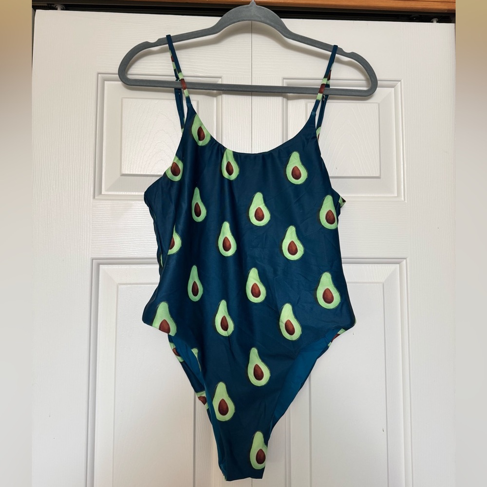 Bermies Women's Blue Avocado‎ 1-Piece Swimsuit XL